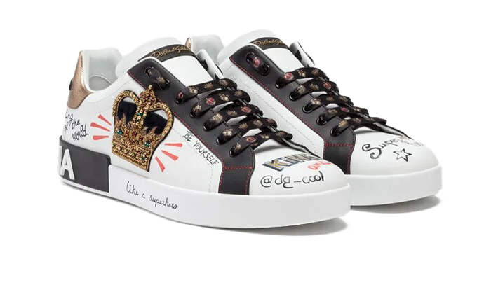 Portofino sneakers in printed nappa calfskin with patch White