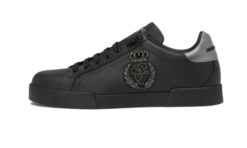 Calfskin nappa Portofino sneakers with crown patch Black
